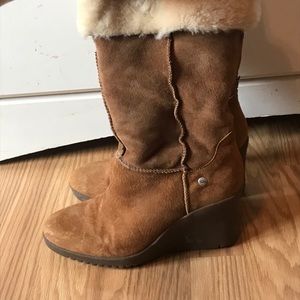 UGG suede wedge mid calf boots